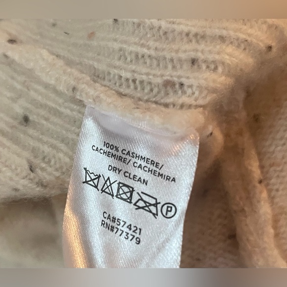 Ann Taylor Cashmere Shawl Collar Wrap Sweater Speckled Cream in Large - Picture 4 of 7